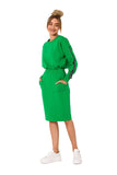Knit Sweatshirt Skirt with Pockets and Elastic Waistband