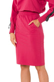Knit Sweatshirt Skirt with Pockets and Elastic Waistband