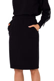 Knit Sweatshirt Skirt with Pockets and Elastic Waistband