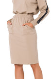 Knit Sweatshirt Skirt with Pockets and Elastic Waistband