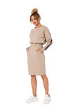 Knit Sweatshirt Skirt with Pockets and Elastic Waistband
