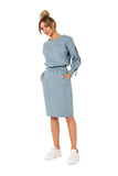 Comfortable Knit Sweatshirt Skirt with Pockets & Waistband