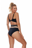 Classic Black Banded Bikini Bra with Decorative Lacing