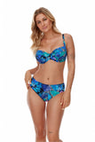 Floral Knitted Bikini Bra with Zebra Accents