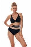 Black Microfiber & Mesh High-Rise Panties