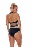 Black Microfiber & Mesh High-Rise Panties
