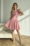 Girlish Flared Dress with Ruffled Sleeves and Lining