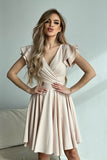 Flared Girlish Dress with Ruffled Sleeves and Lining