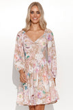 Airy Girly Dress with Bow Detail and Long Sleeves
