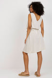Sleeveless Flared Summer Dress with V-Neck and Waist Tie
