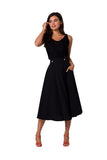 Flared Midi Skirt with High Waist and Decorative Buttons