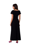 Elegant One-Shoulder Cotton Maxi Dress with Elastic Waist