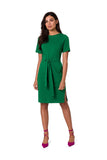 Elegant Fitted Cotton Knit Dress with Patch Pockets