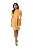 Elegant Fitted Cotton Knit Dress with Patch Pockets and Belt
