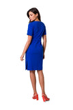 Elegant Fitted Cotton Knit Dress with Pockets and Belt