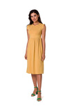 Elevated Waistline Midi Dress - Sleeveless Style