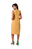 Elevated Waistline Midi Dress - Sleeveless Style