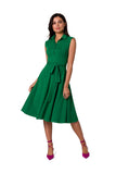 Sleeveless Collared Dress with Flared Hem for Warm Days