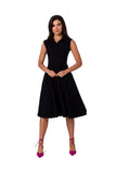 Sleeveless Collared Dress with Unbuttoned Front