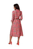 Elegant Cut Dress with Collar and Belted Buckle Detail