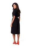 Chic Safari Dress with Pockets and Belt - 7/8 Sleeves