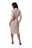 Safari Dress with Belt, Collar & Flap Pockets, 7/8 Sleeves