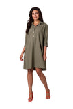 Flared Neckline Shirt Dress for Work and Vacations