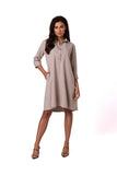 Flared Neckline Shirt Dress for Work and Vacations