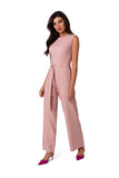Sleeveless Jumpsuit with Pockets and Tie Belt
