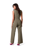 Sleeveless Jumpsuit with Pockets and Tie Belt