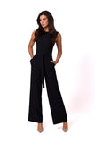 Sleeveless Jumpsuit with Pockets and Tie Belt