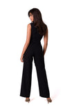 Sleeveless Jumpsuit with Pockets and Tie Belt