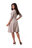 Feminine Envelope Cut Dress with Flared Bottom & Shawl Collar