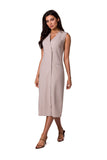 Minimalist Sleeveless Summer Dress with Button Fastening