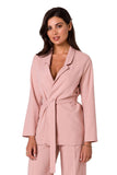 Lightweight Unbuttoned Summer Jacket with Waist Belt