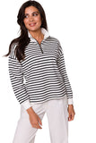Striped High Collar Zipper Sweatshirt for Spring/Summer
