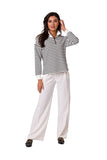Striped High Collar Zipper Sweatshirt for Spring/Summer