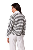 Striped High Collar Zipper Sweatshirt for Spring/Summer