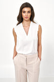Casual Sleeveless V-Neck Viscose Blouse for Everyday Wear