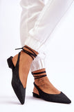 Fashionable Open Heel Ballerinas with Rhinestone Accent