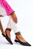 Fashionable Open Heel Ballerinas with Rhinestone Accent