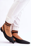 Fashionable Open Heel Ballerinas with Rhinestone Accent