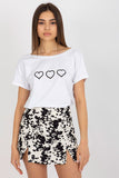 Decorative Boat Neck Short Sleeve T-Shirt for Women