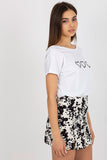 Decorative Boat Neck Short Sleeve T-Shirt for Women