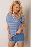 Short Sleeve Striped Round Neck Shirt