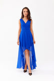 Elegant Asymmetrical Maxi Dress with Envelope Neckline