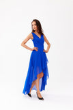 Elegant Asymmetrical Maxi Dress with Envelope Neckline