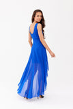 Elegant Asymmetrical Maxi Dress with Envelope Neckline