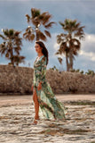 Elegant Maxi Dress with Flowing Cut and Patterned Motif