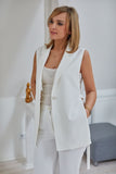 Designer Lined Jacket Vest with Metal Hardware